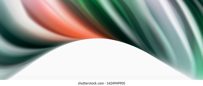 Modern techno Fluid color flow on white colorful poste. Vector art for your design