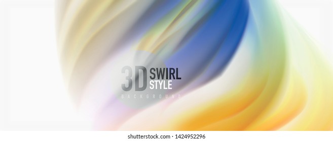 Modern techno Fluid color flow on white colorful poste. Vector art for your design