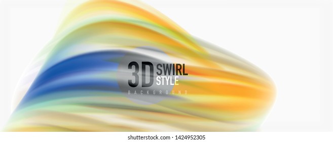 Modern techno Fluid color flow on white colorful poste. Vector art for your design