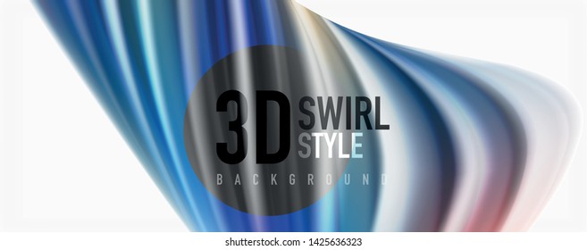 Modern techno Fluid color flow on white colorful poste. Vector art for your design