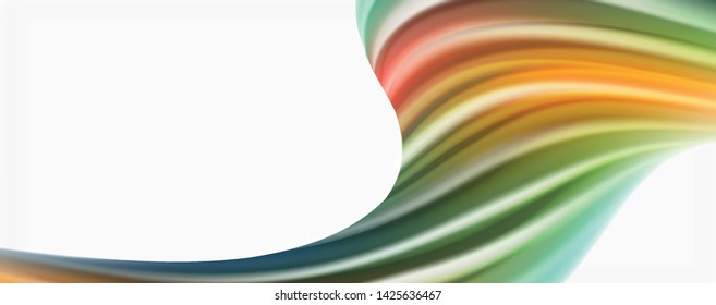 Moderne Techno Fluid Farbe fließt auf weißer bunter Poste. Vektorkunst für Ihr Design