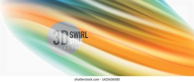 Modern techno Fluid color flow on white colorful poste. Vector art for your design