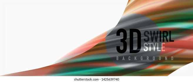 Modern techno Fluid color flow on white colorful poste. Vector art for your design