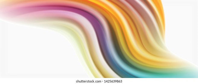 Moderne Techno Fluid Farbe fließt auf weißer bunter Poste. Vektorkunst für Ihr Design