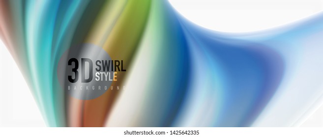 Modern techno Fluid color flow on white colorful poste. Vector art for your design