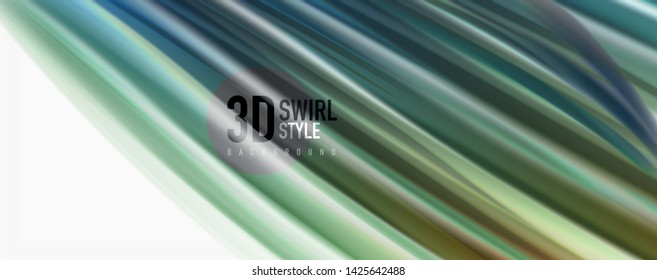Modern techno Fluid color flow on white colorful poste. Vector art for your design