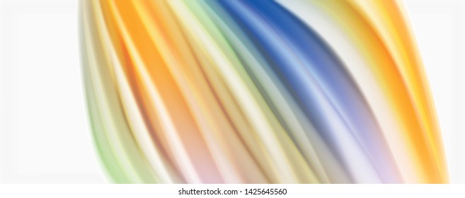 Modern techno Fluid color flow on white colorful poste. Vector art for your design