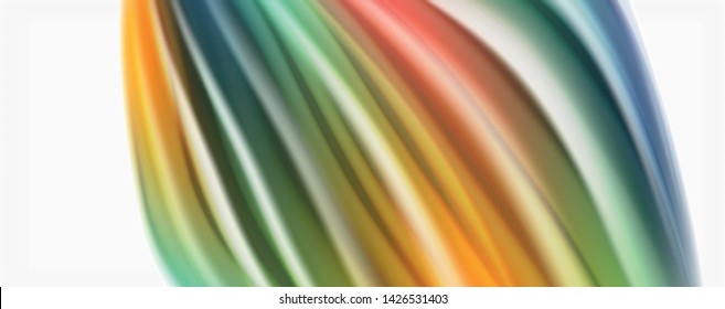Modern techno Fluid color flow on white colorful poste. Vector art for your design