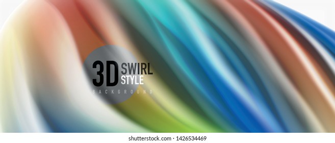 Modern techno Fluid color flow on white colorful poste. Vector art for your design