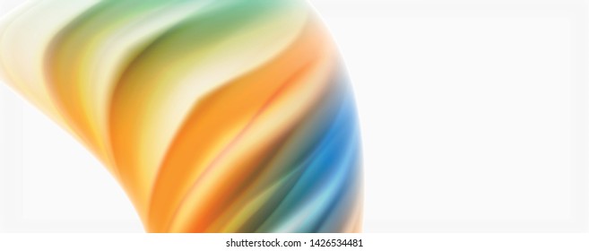 Modern techno Fluid color flow on white colorful poste. Vector art for your design