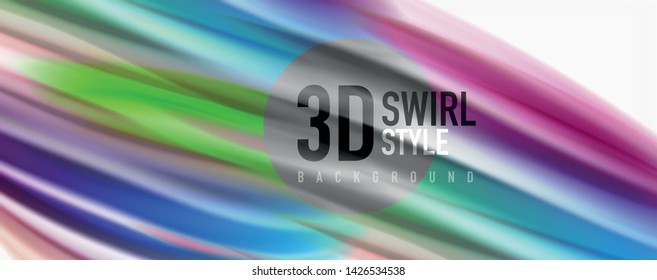 Modern techno Fluid color flow on white colorful poste. Vector art for your design