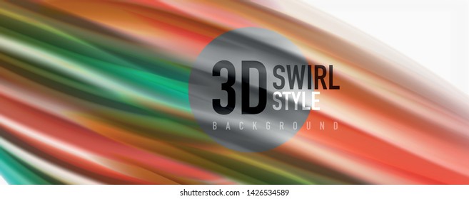 Modern techno Fluid color flow on white colorful poste. Vector art for your design