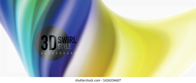 Modern techno Fluid color flow on white colorful poste. Vector art for your design