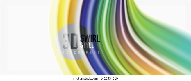 Modern techno Fluid color flow on white colorful poste. Vector art for your design