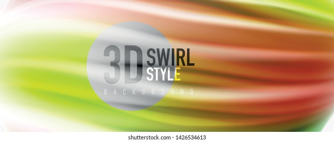 Modern techno Fluid color flow on white colorful poste. Vector art for your design