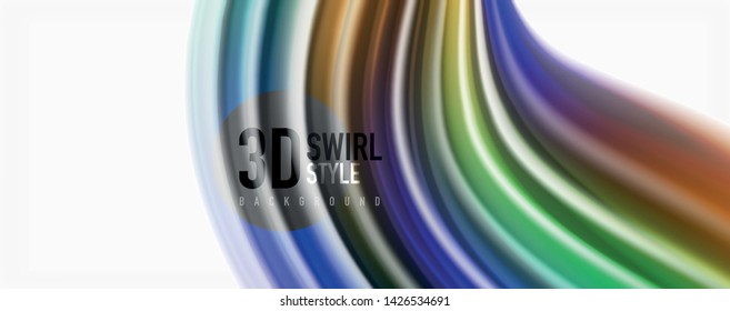 Moderne Techno Fluid Farbe fließt auf weißer bunter Poste. Vektorkunst für Ihr Design