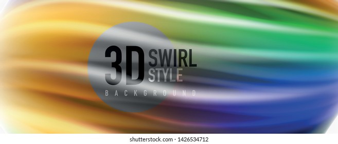 Modern techno Fluid color flow on white colorful poste. Vector art for your design
