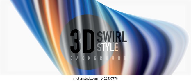 Modern techno Fluid color flow on white colorful poste. Vector art for your design
