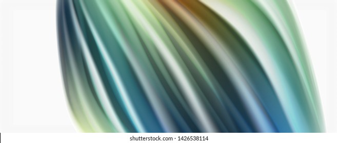 Moderne Techno Fluid Farbe fließt auf weißer bunter Poste. Vektorkunst für Ihr Design