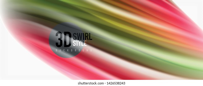 Modern techno Fluid color flow on white colorful poste. Vector art for your design