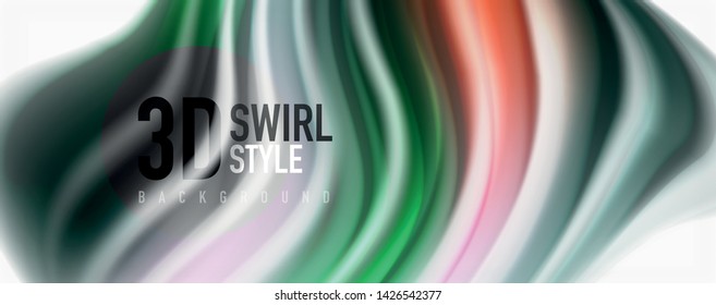 Modern techno Fluid color flow on white colorful poste. Vector art for your design