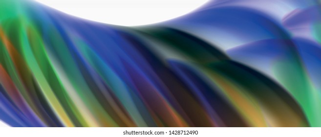 Modern techno Fluid color flow on white colorful poste. Vector art for your design