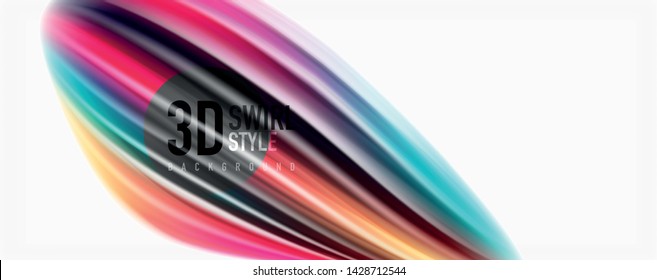 Modern techno Fluid color flow on white colorful poste. Vector art for your design
