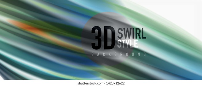 Modern techno Fluid color flow on white colorful poste. Vector art for your design