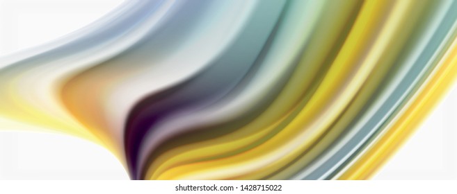 Modern techno Fluid color flow on white colorful poste. Vector art for your design