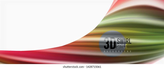 Modern techno Fluid color flow on white colorful poste. Vector art for your design