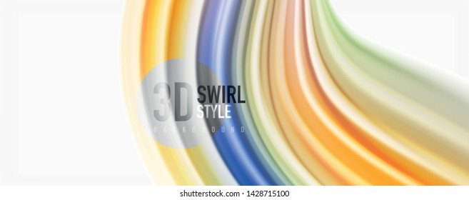 Modern techno Fluid color flow on white colorful poste. Vector art for your design