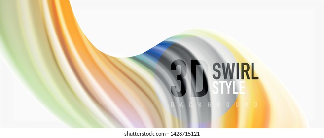 Modern techno Fluid color flow on white colorful poste. Vector art for your design