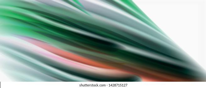 Moderne Techno Fluid Farbe fließt auf weißer bunter Poste. Vektorkunst für Ihr Design