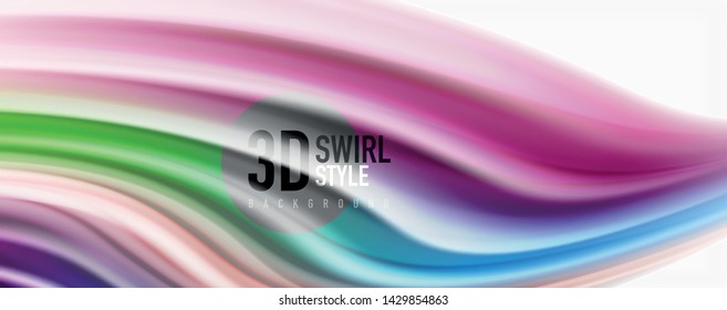 Modern techno Fluid color flow on white colorful poste. Vector art for your design