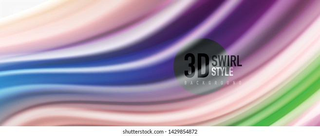 Modern techno Fluid color flow on white colorful poste. Vector art for your design