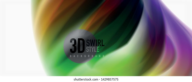 Modern techno Fluid color flow on white colorful poste. Vector art for your design