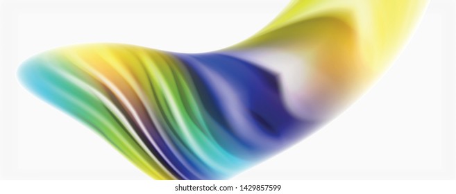 Modern techno Fluid color flow on white colorful poste. Vector art for your design