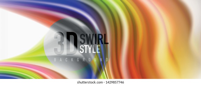 Modern techno Fluid color flow on white colorful poste. Vector art for your design