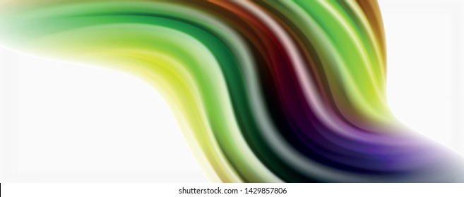Modern techno Fluid color flow on white colorful poste. Vector art for your design