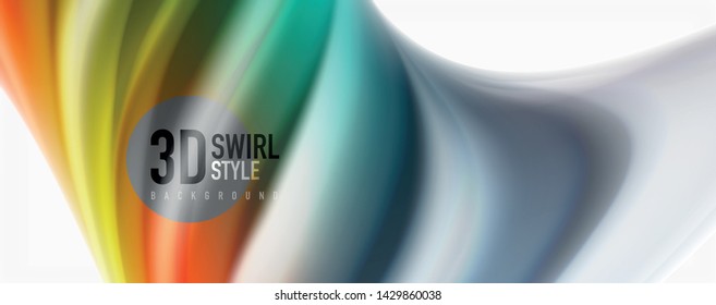 Modern techno Fluid color flow on white colorful poste. Vector art for your design