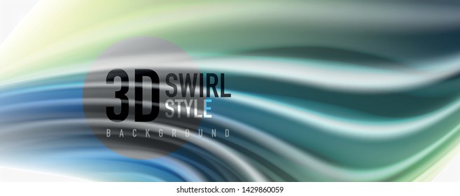 Modern techno Fluid color flow on white colorful poste. Vector art for your design