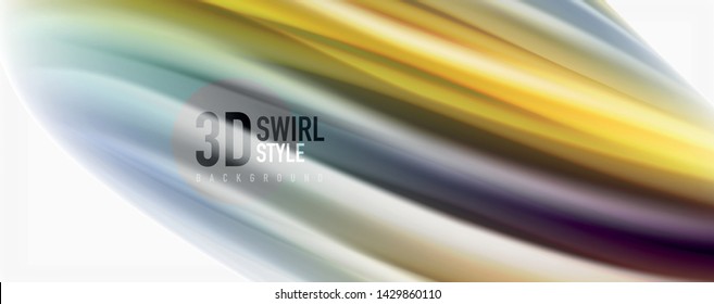 Modern techno Fluid color flow on white colorful poste. Vector art for your design