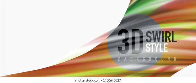 Modern techno Fluid color flow on white colorful poste. Vector art for your design