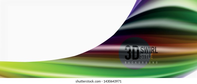 Modern techno Fluid color flow on white colorful poste. Vector art for your design