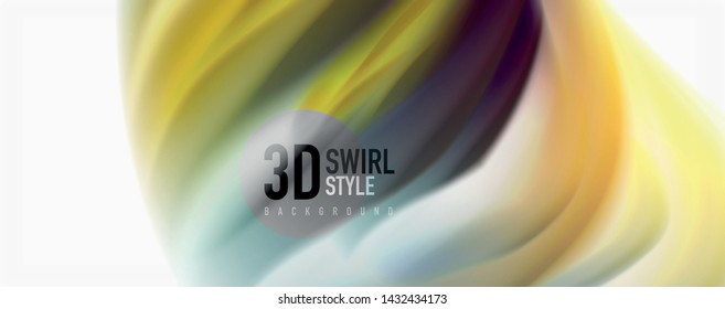 Modern techno Fluid color flow on white colorful poste. Vector art for your design