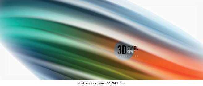 Modern techno Fluid color flow on white colorful poste. Vector art for your design