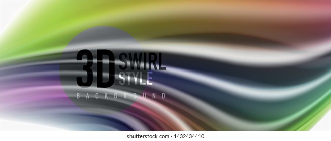 Modern techno Fluid color flow on white colorful poste. Vector art for your design