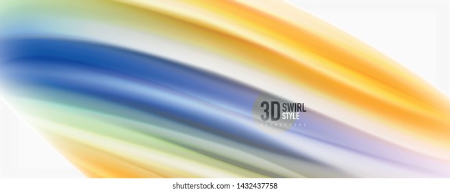 Modern techno Fluid color flow on white colorful poste. Vector art for your design