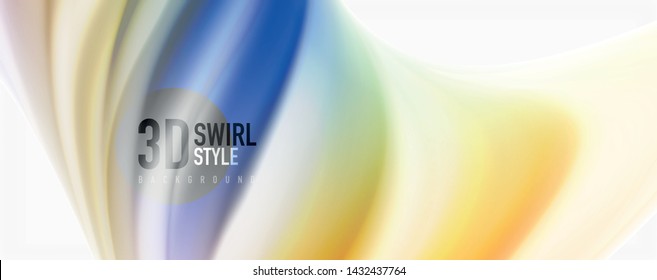 Modern techno Fluid color flow on white colorful poste. Vector art for your design