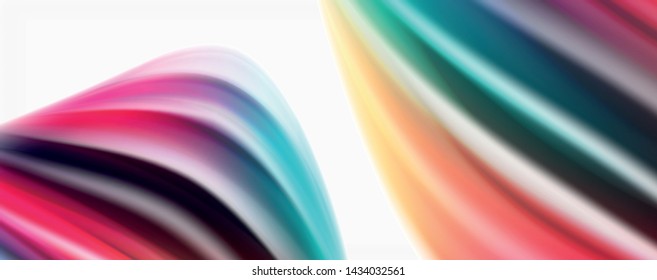 Modern techno Fluid color flow on white colorful poste. Vector art for your design